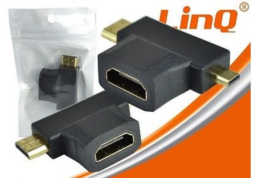 ADATTATORE SPINA HDMI FEMMINA A MINI E MICRO HDMI MASCHIO LINQ HF-103